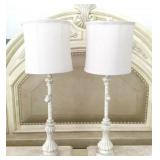 Pair of White Wash Banquet Lamps