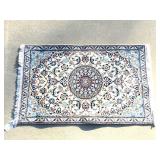 White and Blue Oriental Throw Rug 34" x 56"