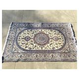 White and Blue Oriental Area Rug 120" x 78"