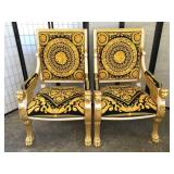 Pair of  Alelier Versace Gold Arm Chairs