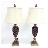 (2) Pineapple Base Lamps with Shades