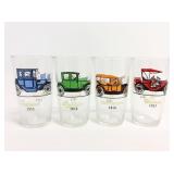 (4) Vintage Car Drinking Glasses
