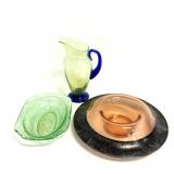 (2) Depression Glass Pticher and Bowls