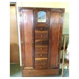 Mixed Wood Wardrobe with Mirror