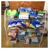 Various Cleaning Supplies and Metal Stand