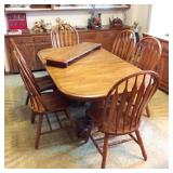 Oak Dining Table and 6 Windsor Chairs