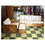 (3) Piece Pine Pit Set, Sofa, Chair, Footstool