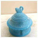 Blue Westmoreland Glass Covered Swan Bowl