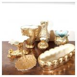 7 pcs of Weeping Gold Vases, Planter