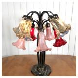 Reproduction Bronze Lamp with Mercury Glass Shades