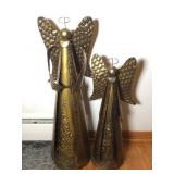 2 Pressed Metal Standing Angels