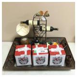 (3) Mikasa Celebration, Mini Wine Rack, Tray