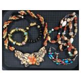 Tray of Coral, Polished Stone Jewelry