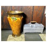 Metal Vase, Galvanized Organizer