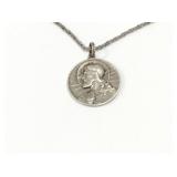Sterling Silver Sacred Heart Medal and Chain
