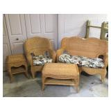 (4) Piece Wicker Set, Sofa, Chair, (2) end Tables