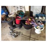 Lot of Plastic Planters and Outdoor Decorations