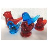 5 Art Glass Birds