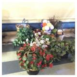Large Lot of Floral Baskets and Hanging Baskets