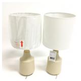 (2) Surya Tan and Natural Lamps with Shades