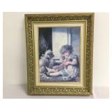 Print, Girl with Puppy and Dolls