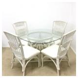 Glass Top Rattan Table & (4) Chairs