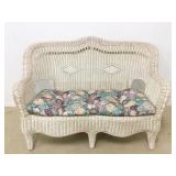 Burnished Wicker Love Seat and Cushions
