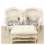 Matching Wicker Arm Chairs and Coffee Table