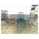 Oval Wire Table and (4) Mesh Chairs