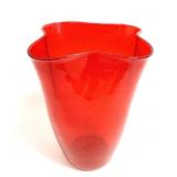 Blenko Red Ruffle Edge Vase