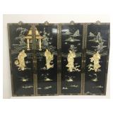 4pc Asian Black Lacquer Panels