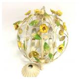 Italian Tole Metal Floral Penda Chandelier, Yellow