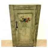 Antique Painted Decorated Blind Door Low Cabinet