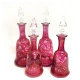 4 Ruby Flash Decanters