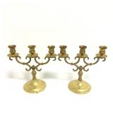 Pair of Brass Candelabras