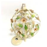 Italian Tole Metal Floral Pendant Chandelier, Pink