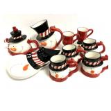 (9) pc Ganz Bella Casa Snowman Dishes