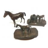 3pc Jennings Bros Bronze Desk Set