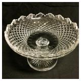 (2) Heavy Cut Glass Footed Centerpiece Bowls