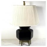 Ceramic Black Lacquer Asian Inspired Lamp