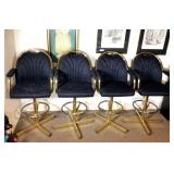 (4) Matching Brass Base, High Back Chairs
