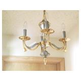 (4) Light, Neoclassical Brass and Pewter Chandelie