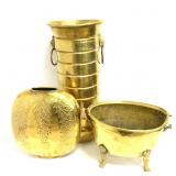 Brass Pillow Vase, Umbrella Stand, Footed Bowl