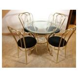 1970s LaBarge Style Brass Table and (4) Chairs