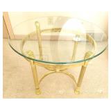 Brass and Glass Top End Table