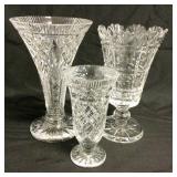 (3) Cut Glass Vases