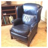 Dark Blue Leather Barca Lounger