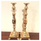 (2) Brass Push-up Candlesticks