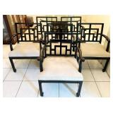 6) Black Lacquer Ming Dining Arm Chairs