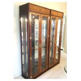 (2) Asian Inspired Burl Wood Display Cabinets